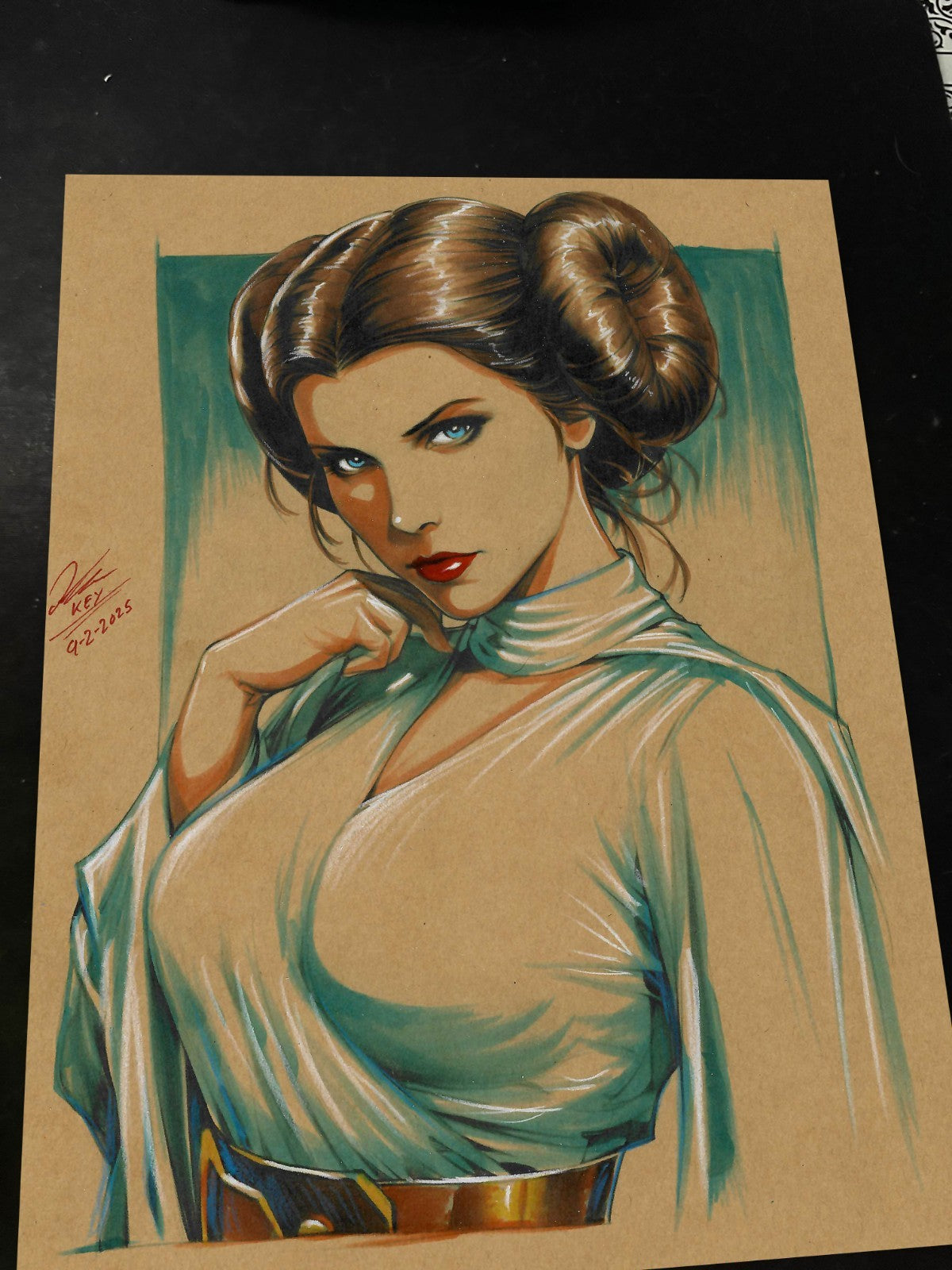 Princess Leia Art Print Signed 8.5x11 | Art by Keyeske