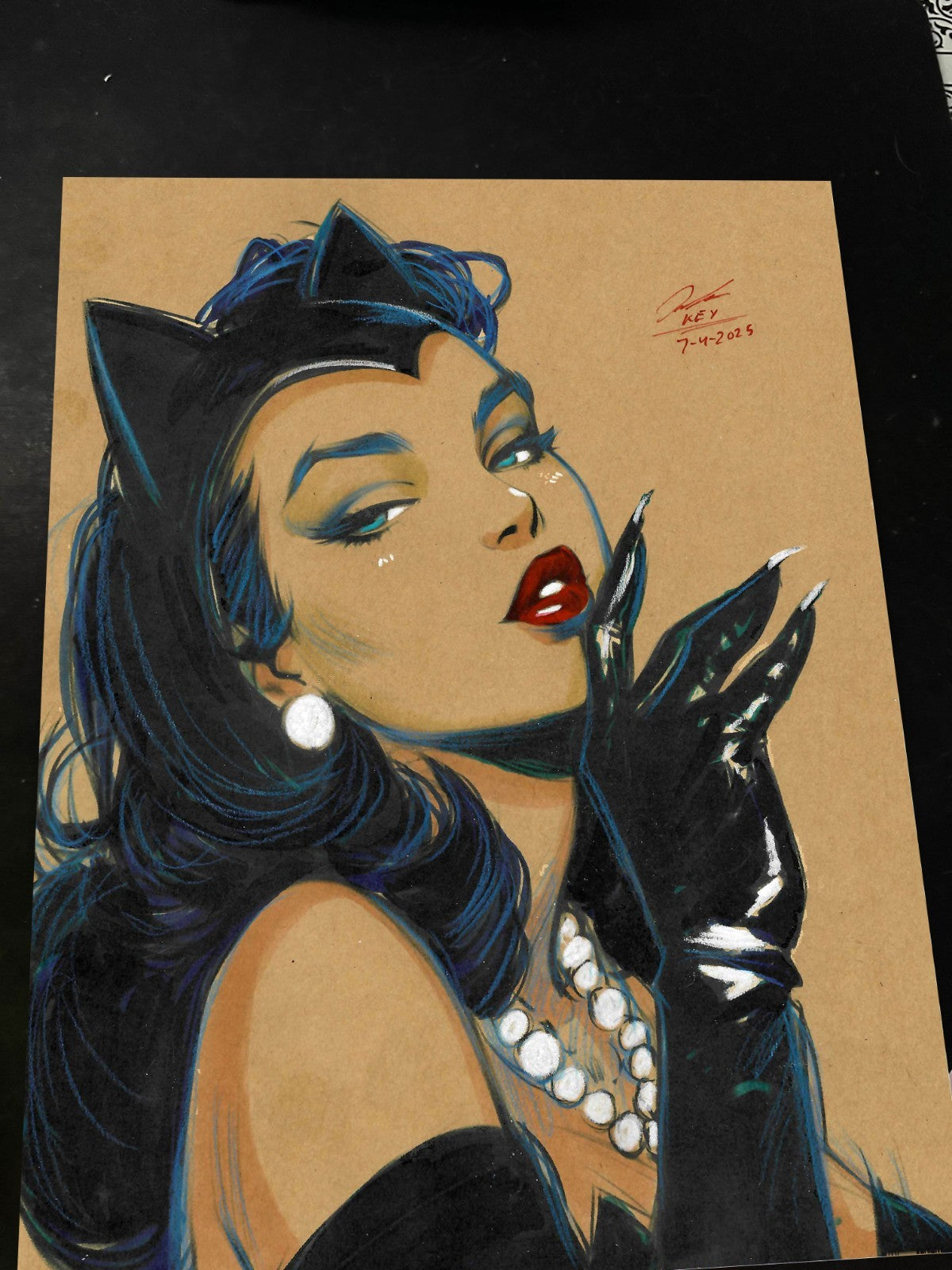 Catwoman Art Print Signed 8.5x11 | Art by Keyeske