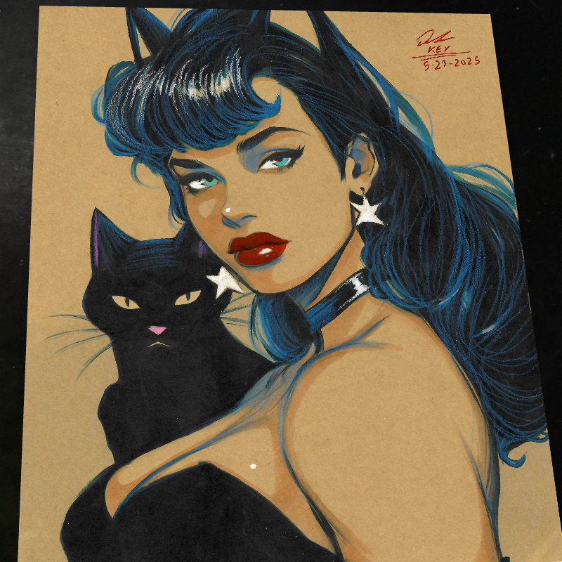 Catwoman Art Print Signed 8.5x11 | Art by Keyeske