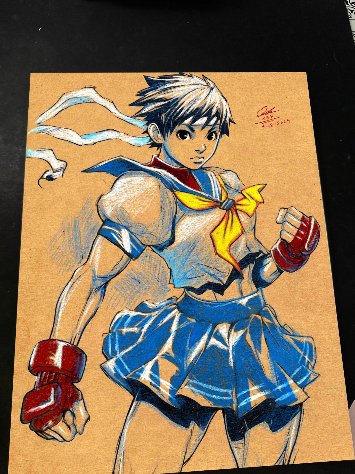 Sakura Kasugano Street Fighter Art Print Signed 8.5x11 by Keyeske