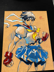 Sakura Kasugano Street Fighter Art Print Signed 8.5x11 by Keyeske - Marvel art print by Keyeske