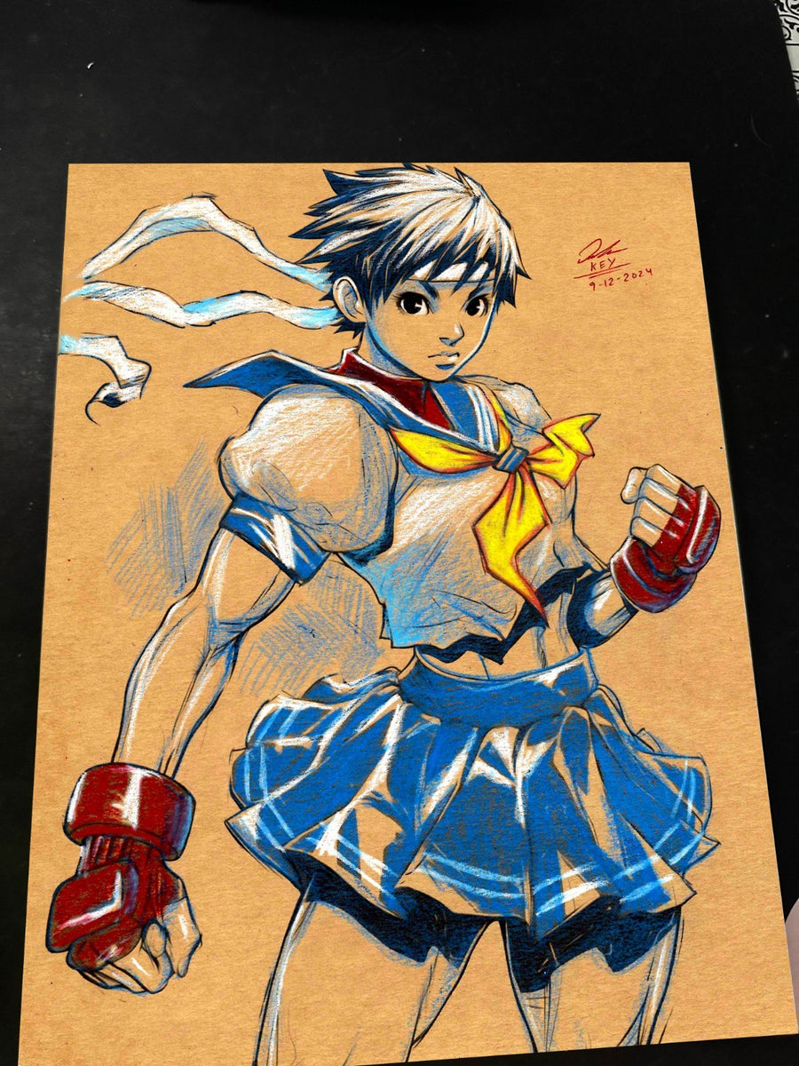 Sakura Kasugano Street Fighter Art Print Signed 8.5x11 by Keyeske - Marvel art print by Keyeske
