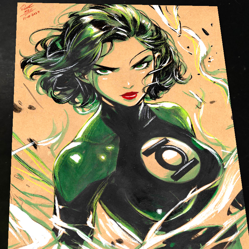 Jade Green Lantern Art Print Signed 8.5x11 | Art by Keyeske