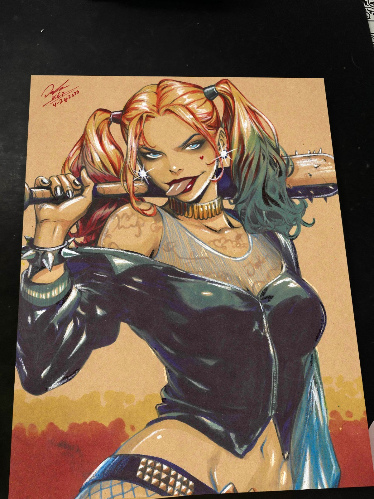 Harley Quinn Print Signed 8.5x11 | Art by Keyeske