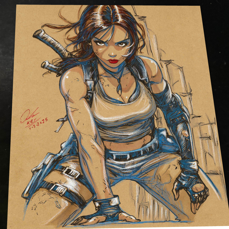 Lara Croft Art Print 8.5x11 Art by Keyeske
