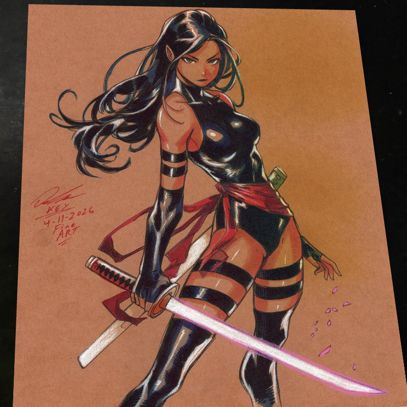 Psylocke Art Print Signed 8.5x11 | Art by Keyeske