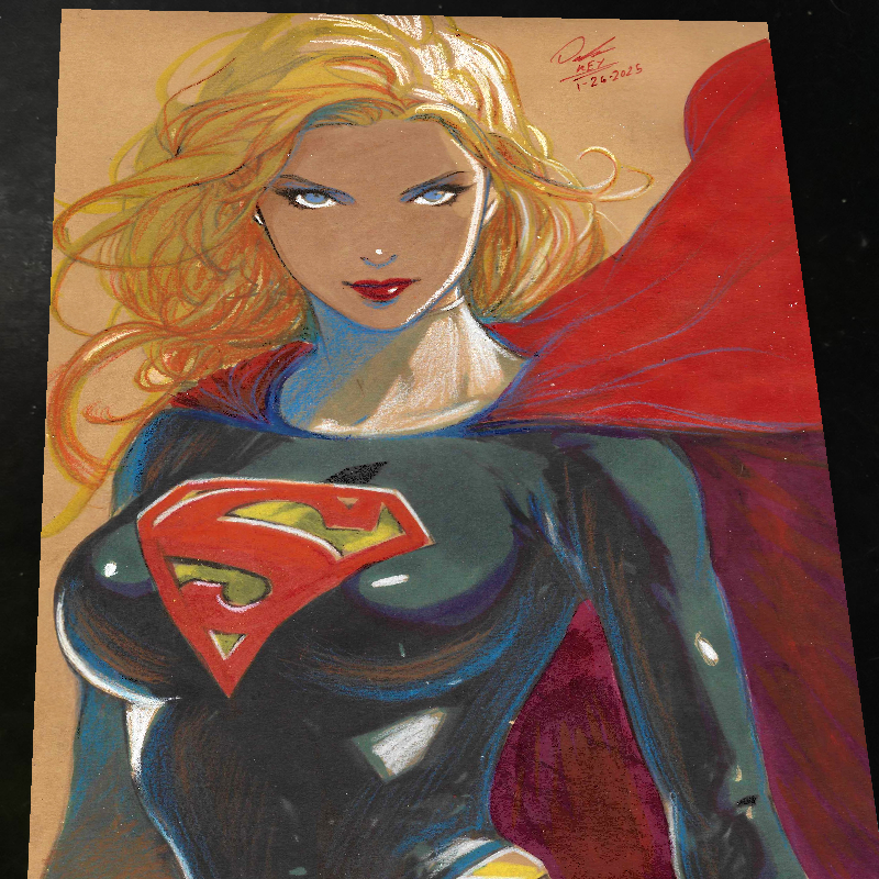 Supergirl DC Art Print Signed 8.5x11 | Art by Keyeske