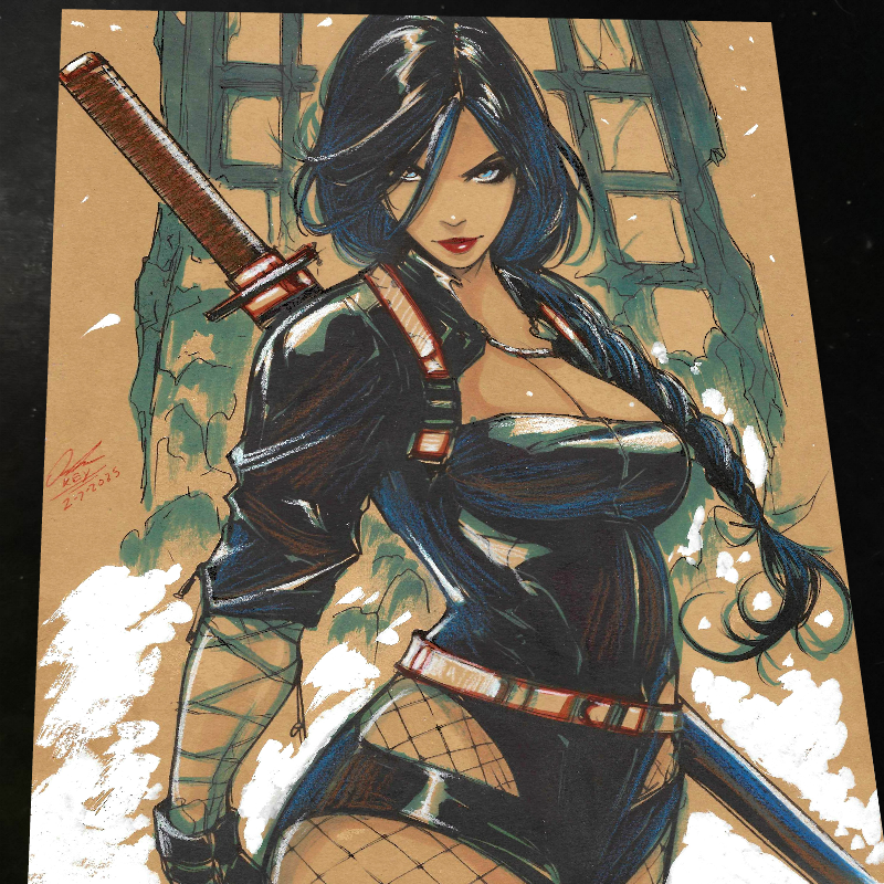 Psylocke Art Print Signed 8.5x11 | Art by Keyeske