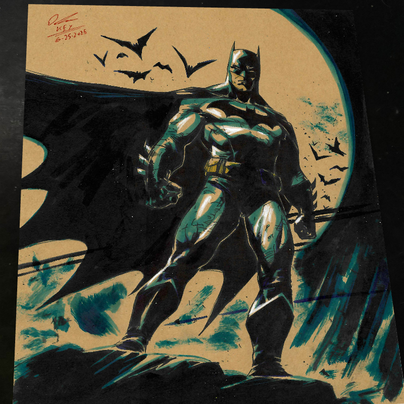 Batman DC Comics Moon Silhouette Art Print Signed 8.5x11 | Keyeske