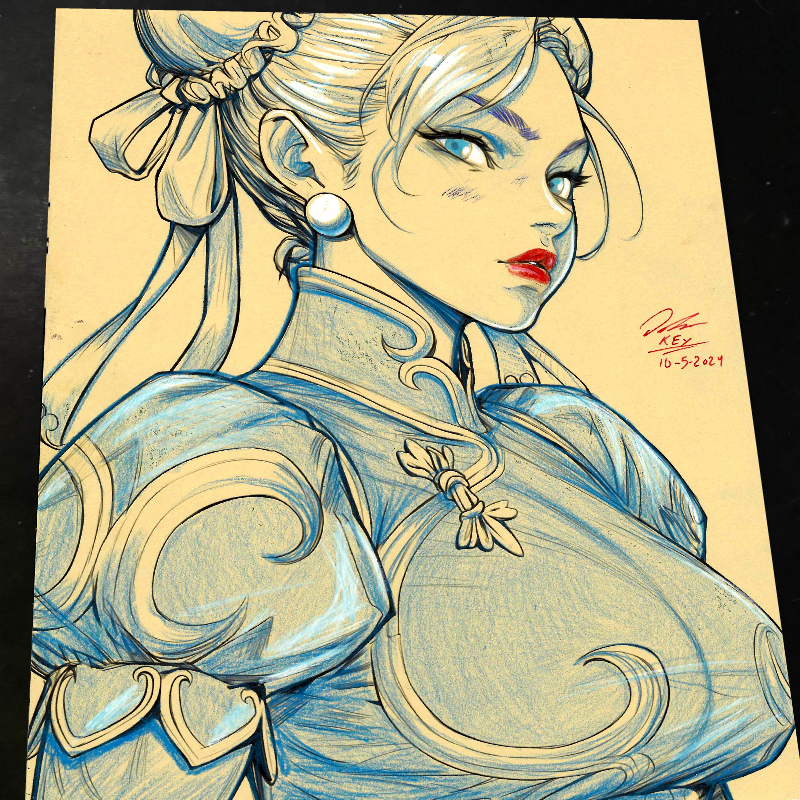 Chun Li Street Fighter Art Print Signed 8.5x11 | Art by Keyeske