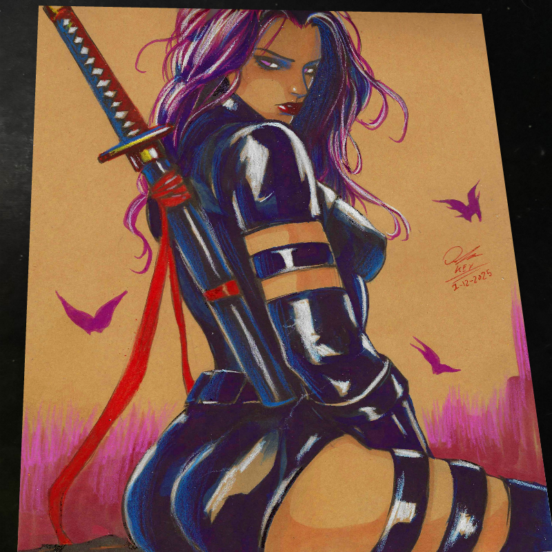 Psylocke - Marvel art print by Keyeske