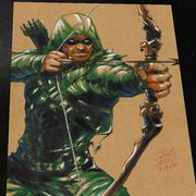 Green Arrow Art Print Signed 8.5x11 | Art by Keyeske