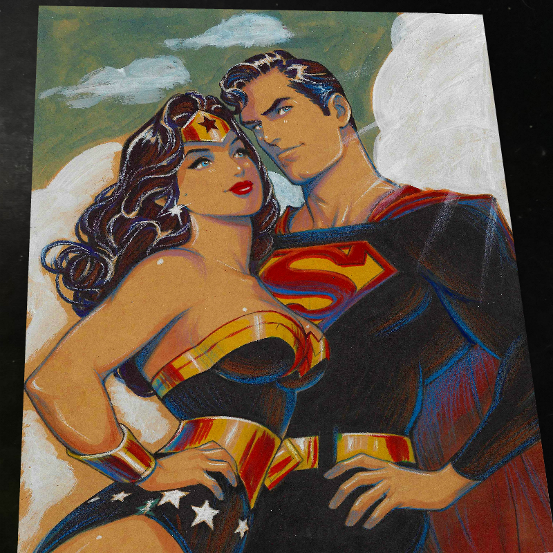 Wonder Woman x Superman art print by Keyeske