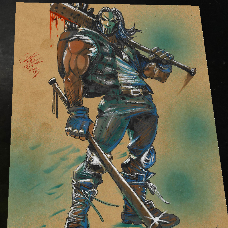 Casey Jones TMNT Art Print Signed 8.5x11 | Art by Keyeske