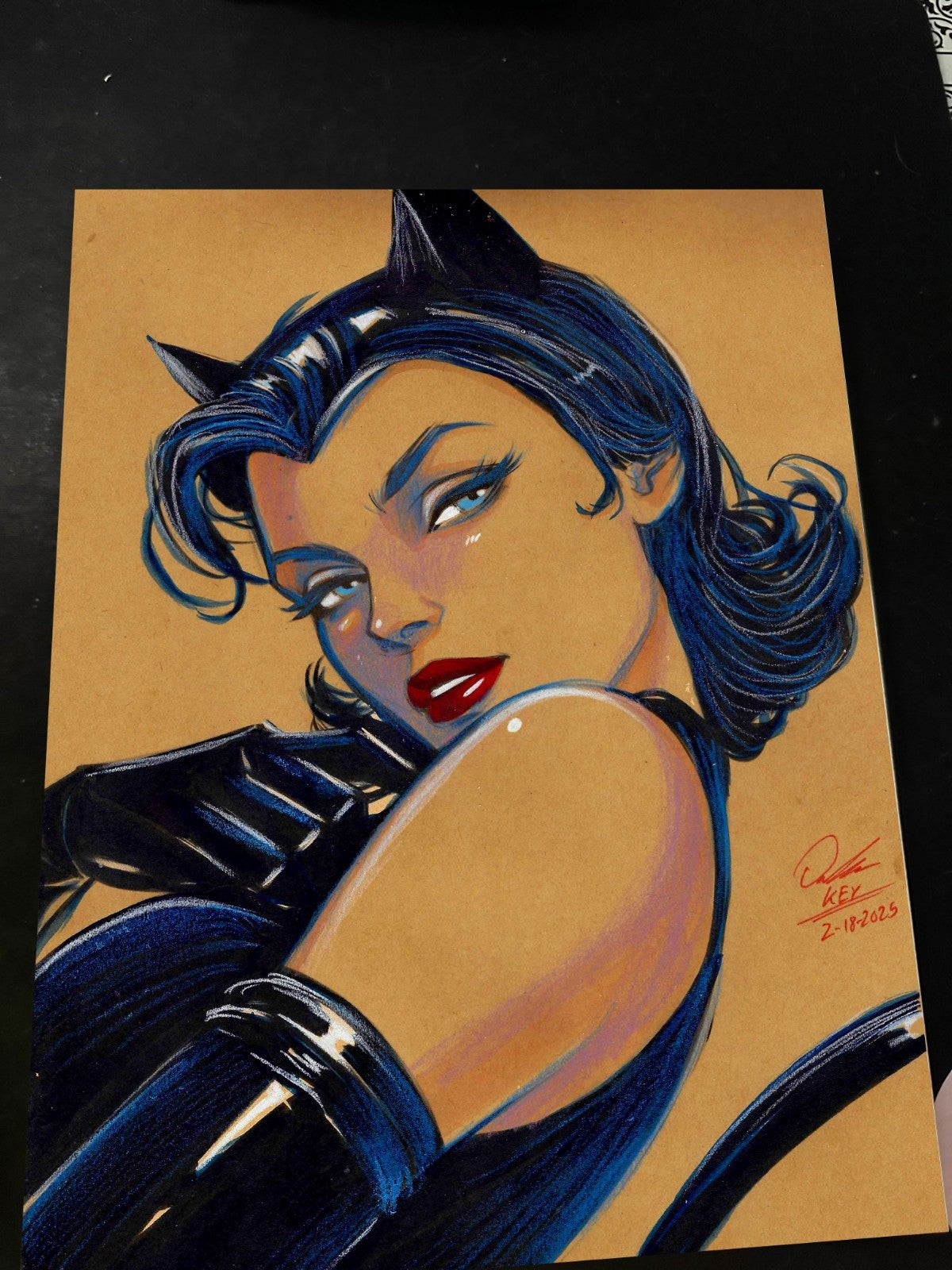 Catwoman Art Print Signed 8.5x11 | Art by Keyeske