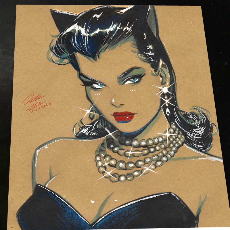 Catwoman Art Print Signed 8.5x11 | Art by Keyeske