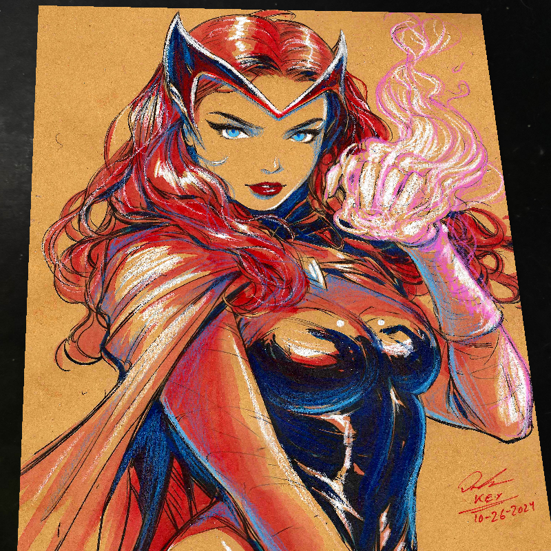 Scarlet Witch Art Print Signed 8.5x11 | Art by Keyeske