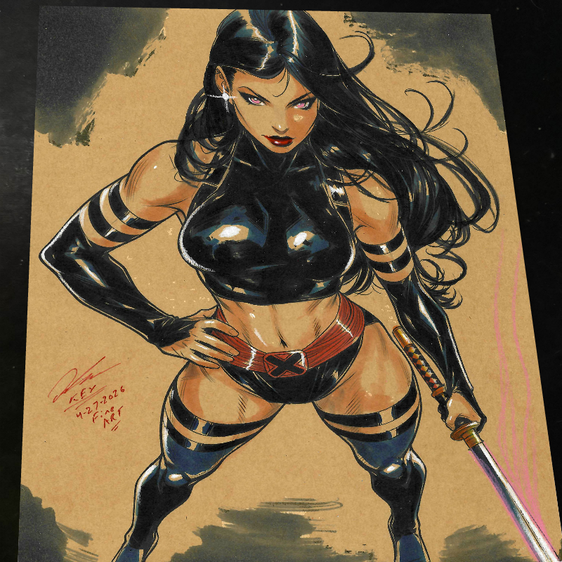 Psylocke Art Print Signed 8.5x11 | Art by Keyeske