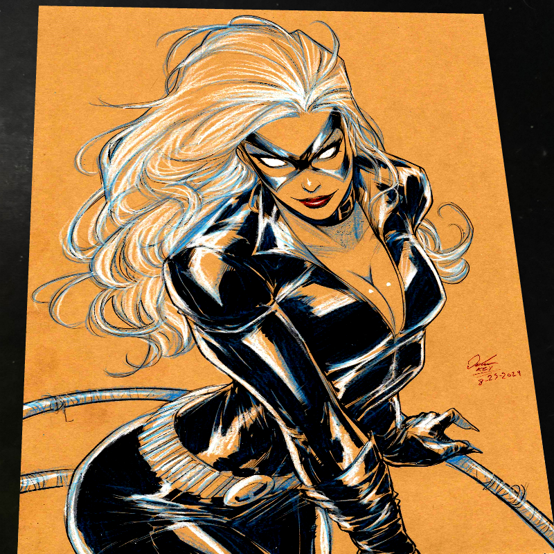 Black Cat Art Print Signed 8.5x11 | Art by Keyeske