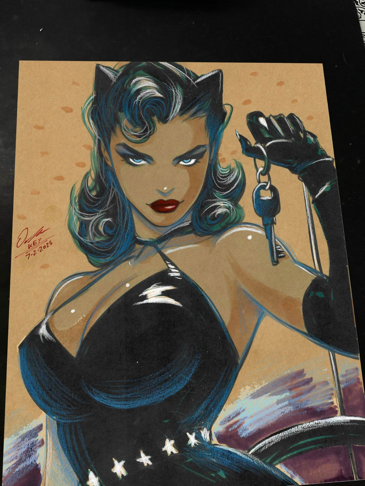 Catwoman Art Print Signed 8.5x11 | Art by Keyeske