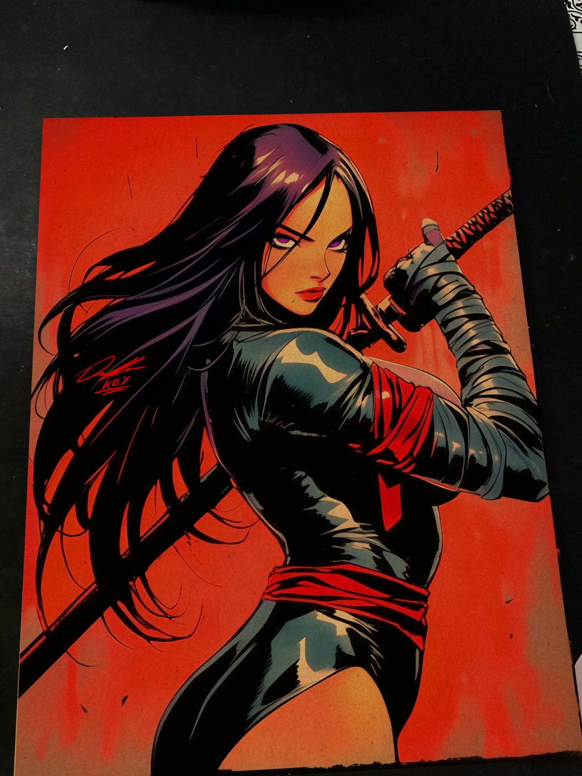 Psylocke Art Print Signed 8.5x11 | Art by Keyeske