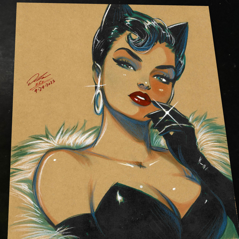 Catwoman Art Print Signed 8.5x11 | Art by Keyeske