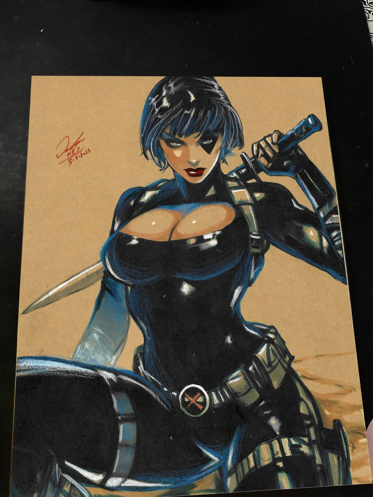 Domino X-Men Art Print Signed 8.5x11 | Art by Keyeske
