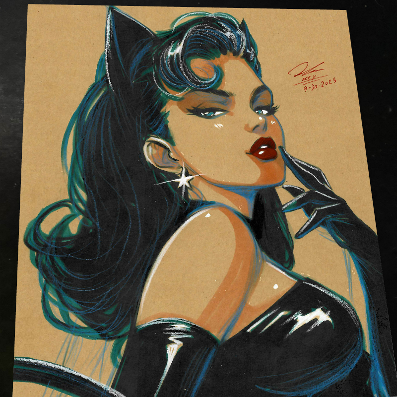 Catwoman Art Print Signed 8.5x11 | Art by Keyeske