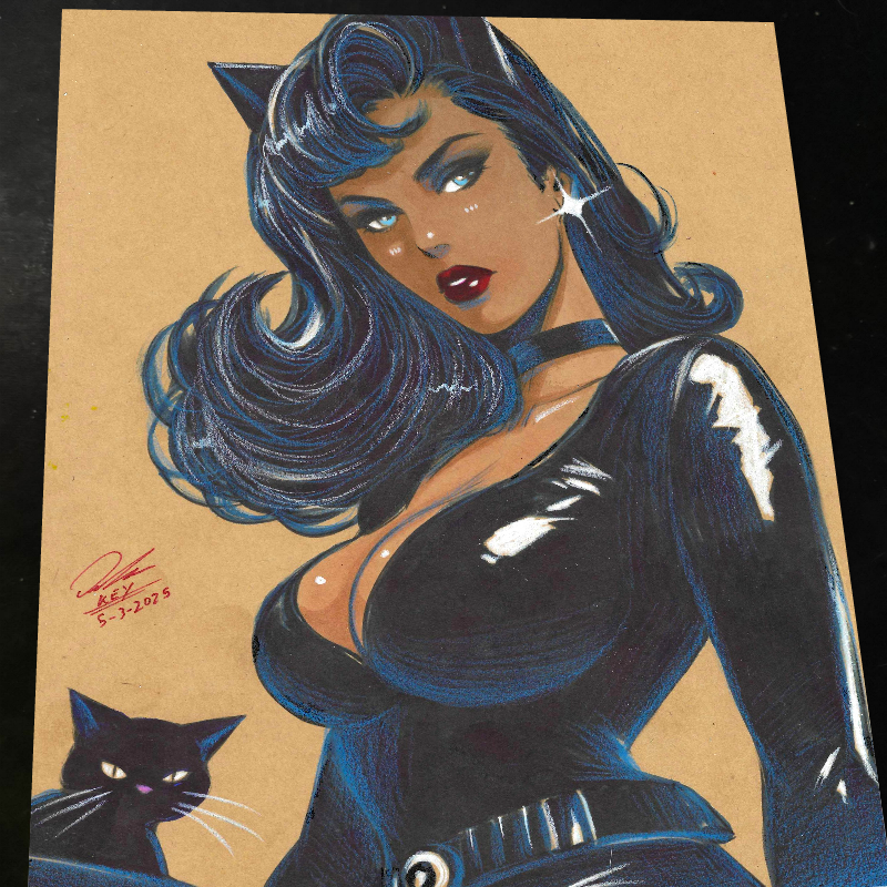 Catwoman Art Print Signed 8.5x11 | Art by Keyeske