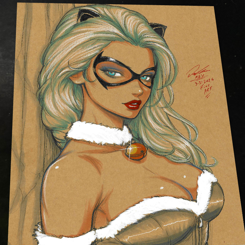 Black Cat Art Print Signed 8.5x11 | Art by Keyeske