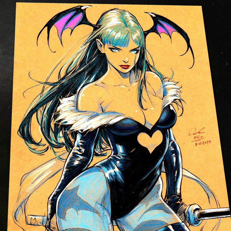 Morrigan Aensland Darkstalkers Art Print Signed 8.5x11 | Art by Keyeske
