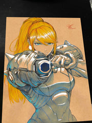 Zero Suit Samus Aran Super Metroid art print by Keyeske