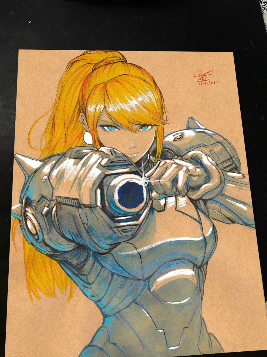 Zero Suit Samus Aran Super Metroid Art Print Signed 8.5x11 | Art by Keyeske
