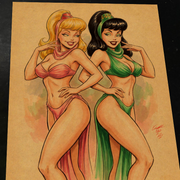 Jeannie Twins Original Art Print Signed 8.5x11 | Art by Keyeske