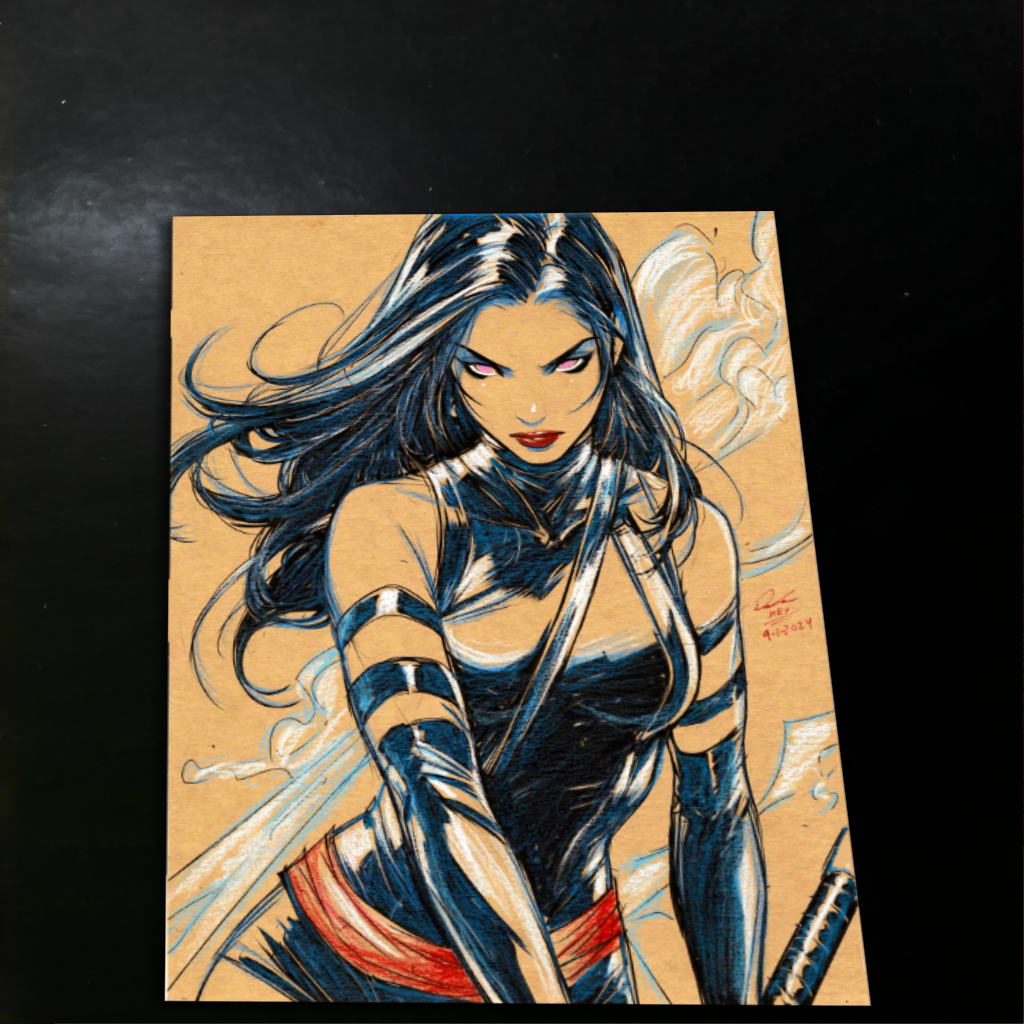 Psylocke Art Print Signed 8.5x11 | Art by Keyeske