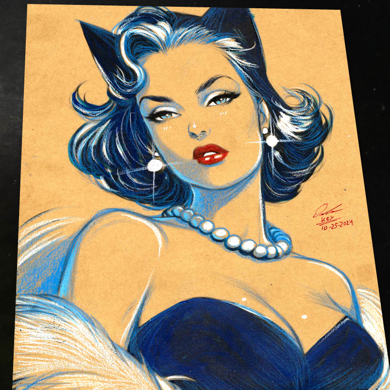 Catwoman Art Print Signed 8.5x11 | Art by Keyeske