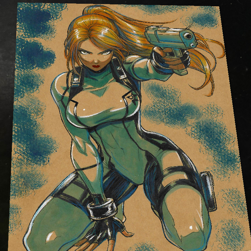 Zero Suit Samus Aran Super Metroid Art Print Signed 8.5x11 | Art by Keyeske