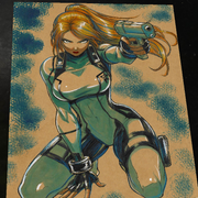 Zero Suit Samus Aran Super Metroid - Marvel art print by Keyeske