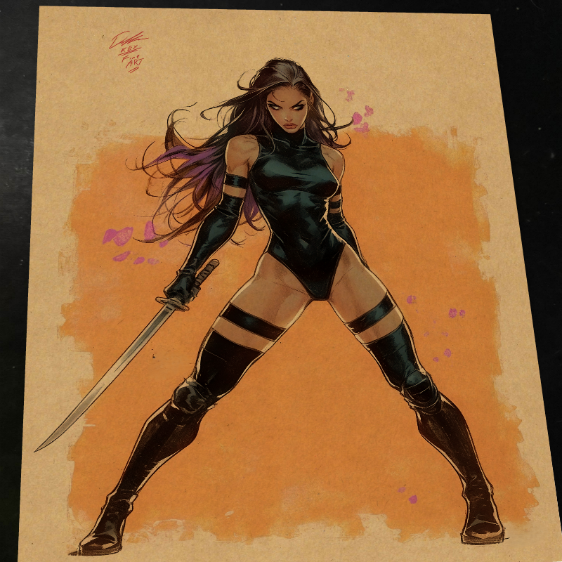 Psylocke - Marvel art print by Keyeske