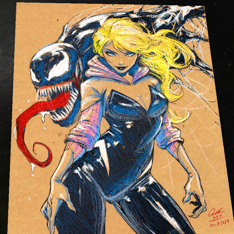 Gwen Stacy x Venom Art Print Signed 8.5x11 | Art by Keyeske