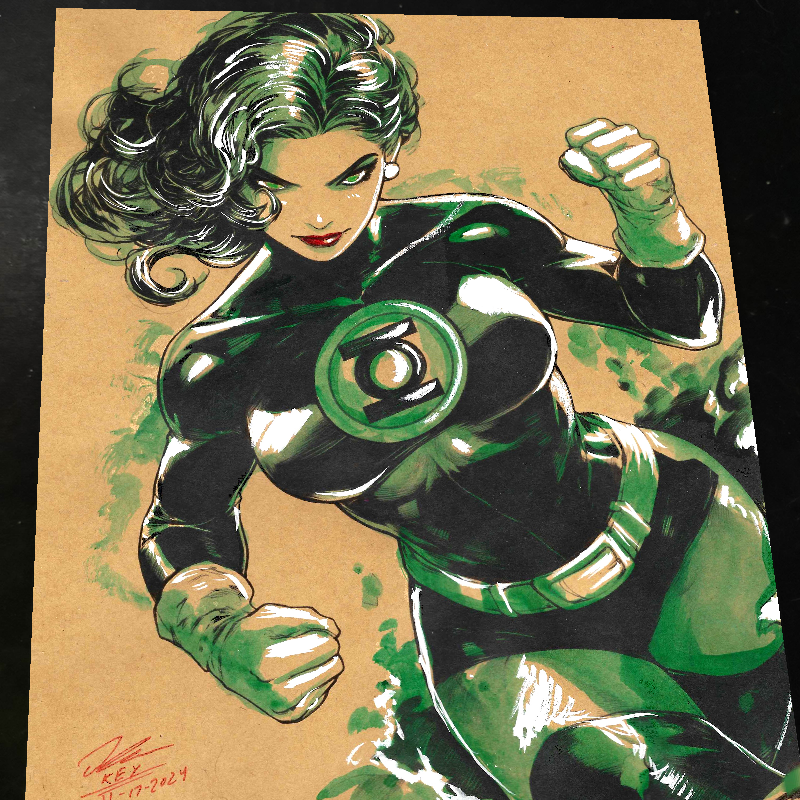 Jade Green Lantern Art Print Signed 8.5x11 | Art by Keyeske