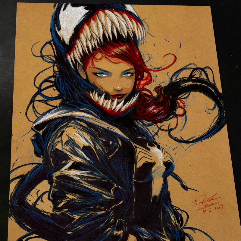 Mary Jane x Venom Art Print Signed 8.5x11 | Art by Keyeske