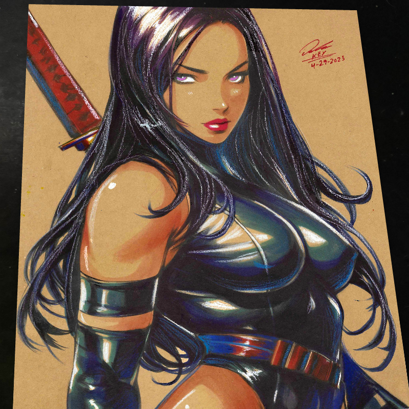 Psylocke Art Print Signed 8.5x11 | Art by Keyeske