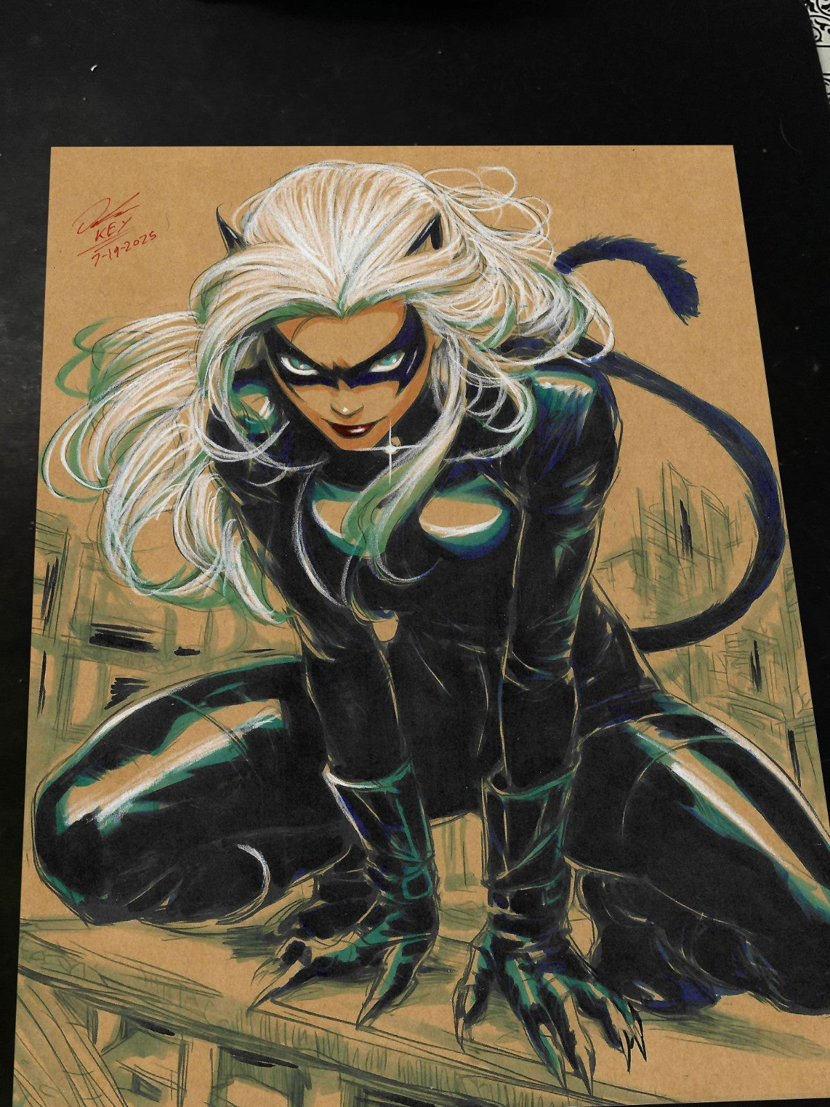 Black Cat Art Print Signed 8.5x11 | Art by Keyeske