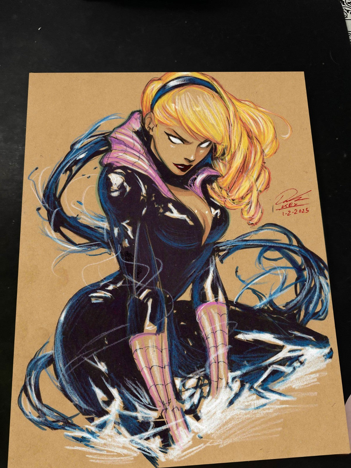 Gwen Stacy x Venom Art Print Signed 8.5x11 | Art by Keyeske