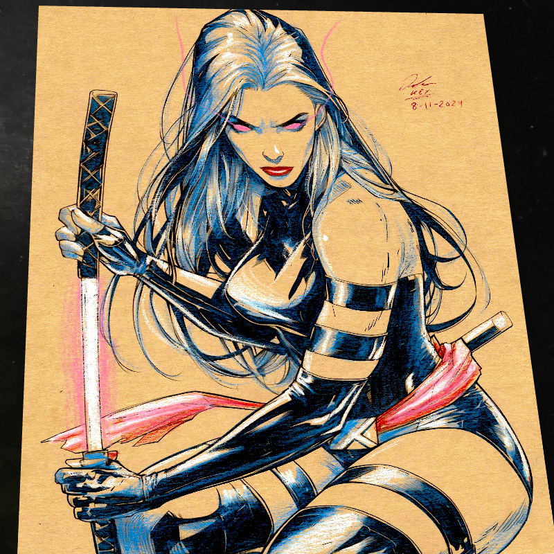 Psylocke Art Print Signed 8.5x11 | Art by Keyeske