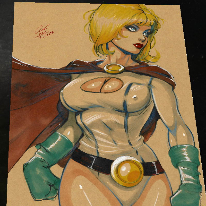 Power Girl Art Print Signed 8.5x11 | Art by Keyeske