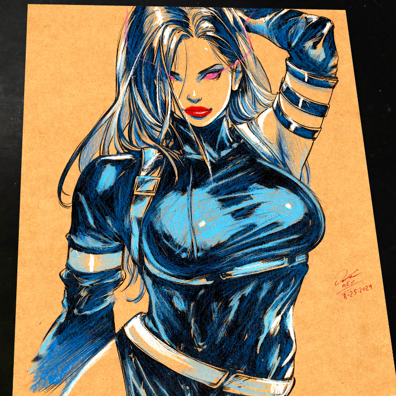 Psylocke Art Print Signed 8.5x11 | Art by Keyeske
