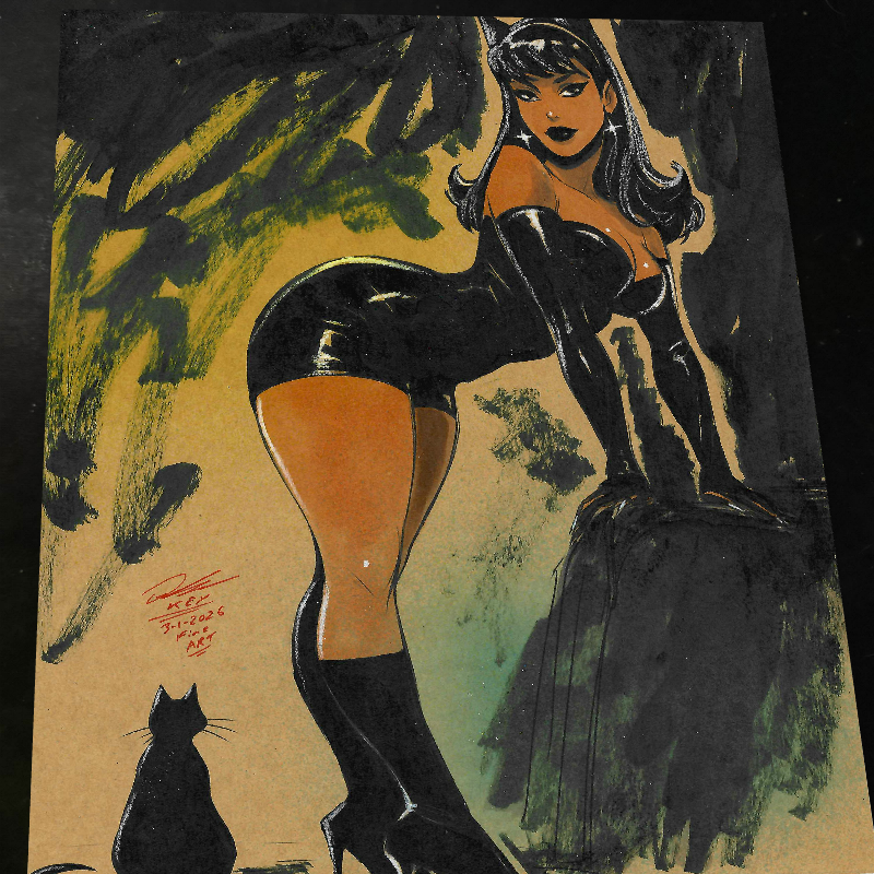 Catwoman Art Print Signed 8.5x11 | Art by Keyeske