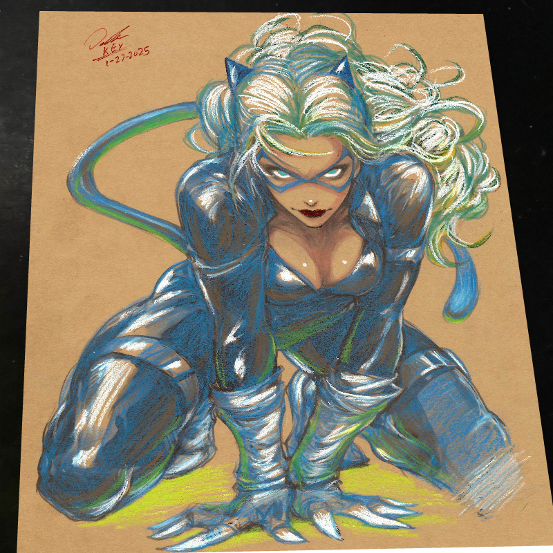Black Cat Art Print Signed 8.5x11 | Art by Keyeske